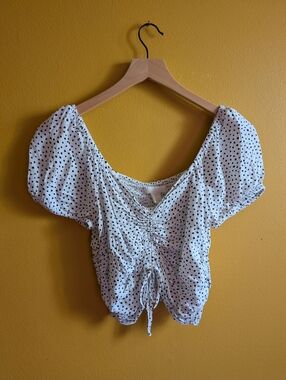 H&M White Top with Black Polka Dots